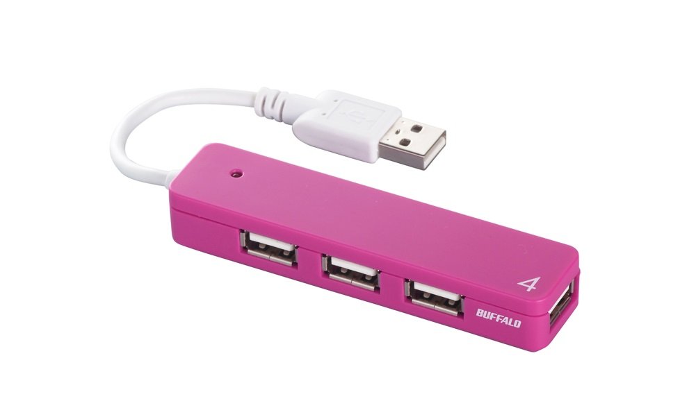 iBUFFALO USB2.0Hub バスパワー 4ポート ピンク 【PlayStation4,PS4,PS3 動作確認済】 BSH4U06PK
