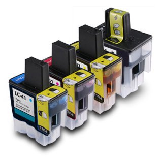 Brother LC41 Ink Cartridges Black Cyan Magenta Yellow Comes with White DVD 4.7GB