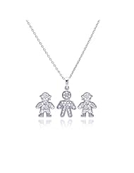 Nickel Free Sterling Silver Pendant & Earring Sets Boy CZ Set