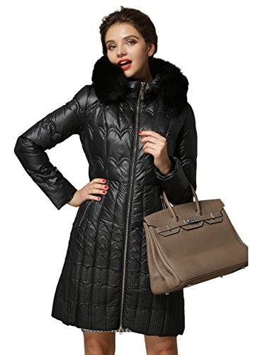 フォックス ファー 付き ロング ダウンコート/yimo20310