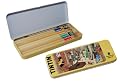 ADVENTURES OF TINTIN YELLOW METAL PENCIL BOX WITH 8 TINTIN PENCILS