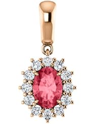 14K Rose Gold 7.00x5.00mm Oval Cut Pink Spinel and Diamond Pendant -- LIFETIME WARRANTY