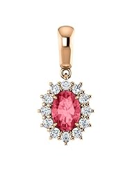 10K Rose Gold 7.00x5.00mm Oval Cut Pink Spinel and Diamond Pendant -- LIFETIME WARRANTY
