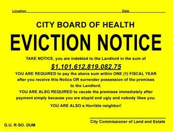 Buy Novelty EVICTION NOTICE Stiker