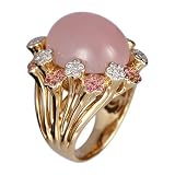 18K Rose Gold Pink Topaz, Rose Quartz and Diamond Ring (17.81ctw, G-H, VS) - Size 5