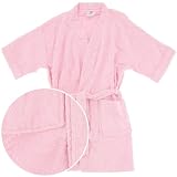 Pink Cotton Terry Short Bath Robe for Women