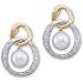 Two Tone Array Akoya Pearl and Diamond Earrings