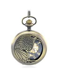 Tirio Sparkling Phoenix Bird bronze Case Skeleton Mechanical Movement Pocket Watch