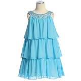 Sweet Kids Girls Aqua Tiered Sequined Party Dress 8 Sweet Kids Girls Aqua Tiered Sequined Party Dress 8