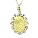 Jewelry : 10kt Gold Mother Holding Child Diamond Accented Oval Pendant with 18" Chain