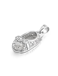 Bling Jewelry Clear CZ Bow Baby Shoe Charm Pendant 925 Sterling Silver