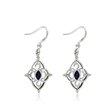 Sterling Silver Blue Sapphire Star-Shaped Celtic Earrings