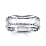 14K Wedding Band Women's 6MM Comfort Fit Braided Double Dome White Gold Ring For Size 5