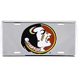 Florida State Seminoles (FSU) Silver Osceola Head License Plate