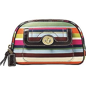 AUTHENTIC COACH LEGACY STRIPE BEAUTY COSMETIC CASE 41851