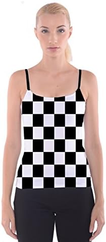 Black and White Checkered Spaghetti Strap Tank Top Camisole