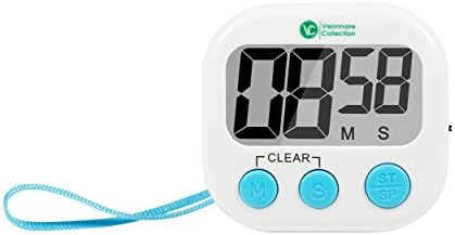 Visionnaire Collection Digital Kitchen Timer - Large LCD Display Screen - Magnetic Backing for Convenience