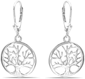 Polished Silver Evolutionary Tree of Life Leverback Drop Earrings