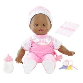 Little Mommy Real Loving Baby Cuddle and Coo Doll (African American) - Pink Velour White Outfit by Mattel