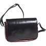 Derek Alexander Leather Full Flap Front Zip Organizer - Black/Ruby Red