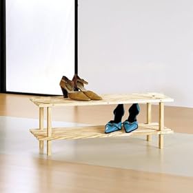 Meuble �tagere � chaussures - Support 6 paires - Bois brute