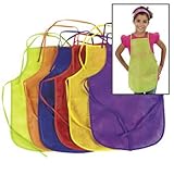 12 Pack Children's Artists Aprons, Polyester Non-woven Assorted Colors