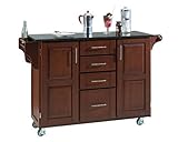 Home Styles 9100-1074 Cherry Wood Cart with black Granite Top- Cherry
