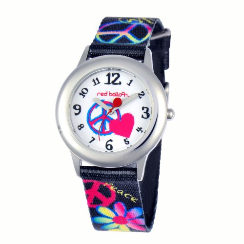 Red Balloon Kids’ W000340 Peace Love and Happiness Tween Stainless Steel Printed Strap Watch