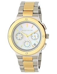 Kenneth Jay Lane Womens KJLANE-2129 Stainless Steel Two-Tone Watch with Mother-of-Pearl Dial