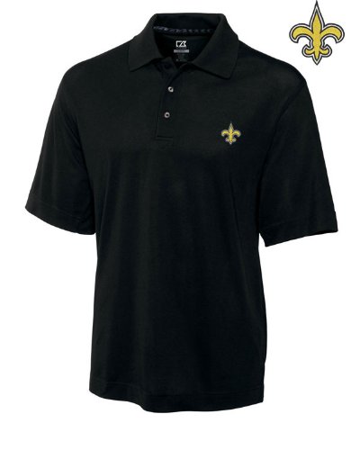 NFL New Orleans Saints Men's DryTec Championship Polo, Black, Large On Sale