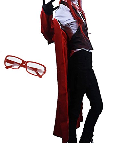 Black Butler Cosplay Grell Sutcliff Full Costume (S-L) with Eyeglasses