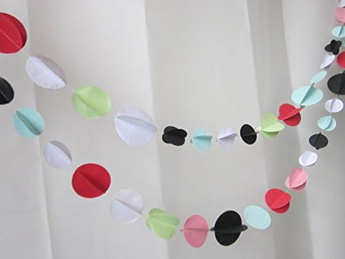 5Pcs 3D Hanging Garland 3-D flowers 2M Tissue Paper Flowers Tissue Paper Garland Tissue Flower Garland Flowers for Accent Wedding Decor Party Decor (Circle Dots)