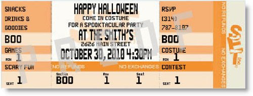 Halloween At The Smiths Orange Ticket Invitations