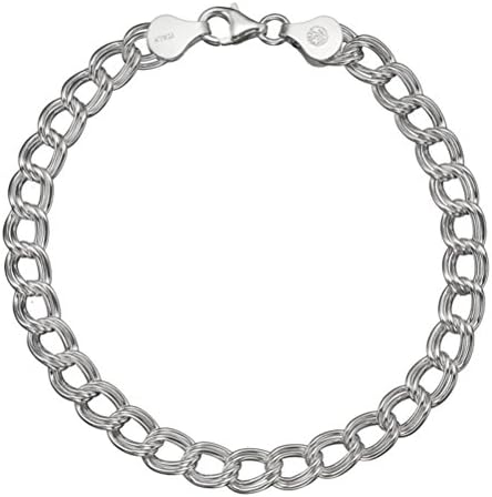 Crystalbella Fashion Pure Silver 7Mm Italian Double-Link Chain Bracelet For Charms 7"-9"