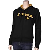 Iowa Hawkeyes Ladies Black Full Zip Felt Lettering Hoody Sweatshirt