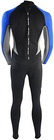 2015 Trend Men Long Sleeve One-Piece 3MM Winter Waterproof Surfing Wetsuit Swimwear Bathing Suit QQZ017 (No Sleeve Zipper) Blue S+