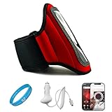 Red Workout Armband for Motorola Droid Bionic (XT865) + INCLUDES!!! Mirror  ....
