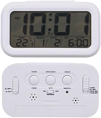 Digital Number Travel Alarm Clock with Large Display for Home, Bedroom (White Number)