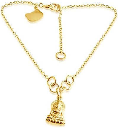 Enlightened Buddha Pendant Anklet 14k Plated/ 925 Sterling Silver (gold-plated-silver)