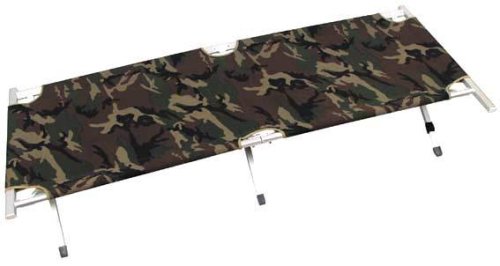 Cover image : Lit de camp pliable en aluminium couleur woodland