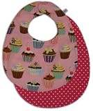 Baby Bib with Cupcake and Pink and White Polkadot Reverse