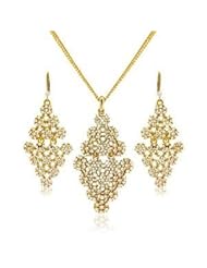 Xmas Gift Set for Her - Snowflake Necklace Pendant with Chain - Earrings - Gift Boxed Present to Give - 18k Gold Plated - Swarovski Elements Crystals