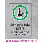 JIS規格安全標識 透明ステッカー（大） 盲導犬 介助犬 聴導犬 同伴可 １枚入り 807-55 300×200mm