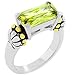 14k White Gold Emerald Cut Peridot CZ Ring title=