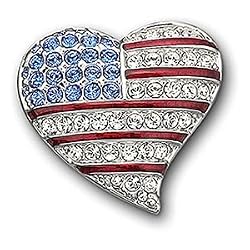 Swarovski Crystal Flag Heart Tack Pin