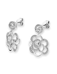 (X1000Diamond) 18K/750 White Gold Rose Flower Diamond Dangling Earring (0.47 cttw, G-H Color, VS2-SI1 Clarity)