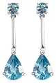 14k White Gold Swiss Blue Topaz Teardrop Earrings