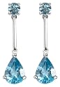 14k White Gold Swiss Blue Topaz Teardrop Earrings