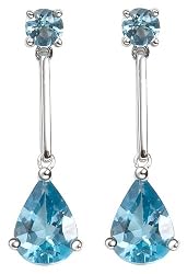 14k White Gold Swiss Blue Topaz Teardrop Earrings