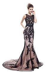 Tulle Sleeveless Lace Sheer  Jeweled Applique Mermaid Evening Dress  With a Bow(s) and a Sash 